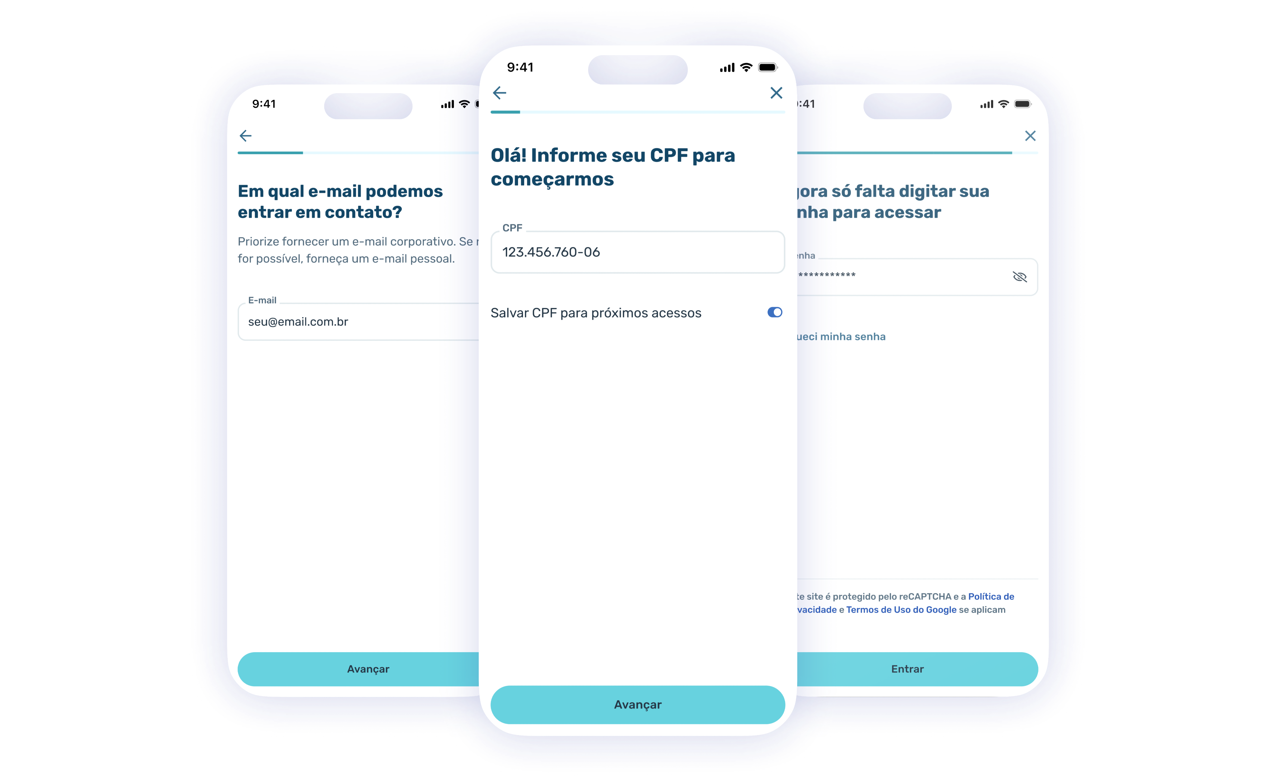 CPF-first login and sign-up flow