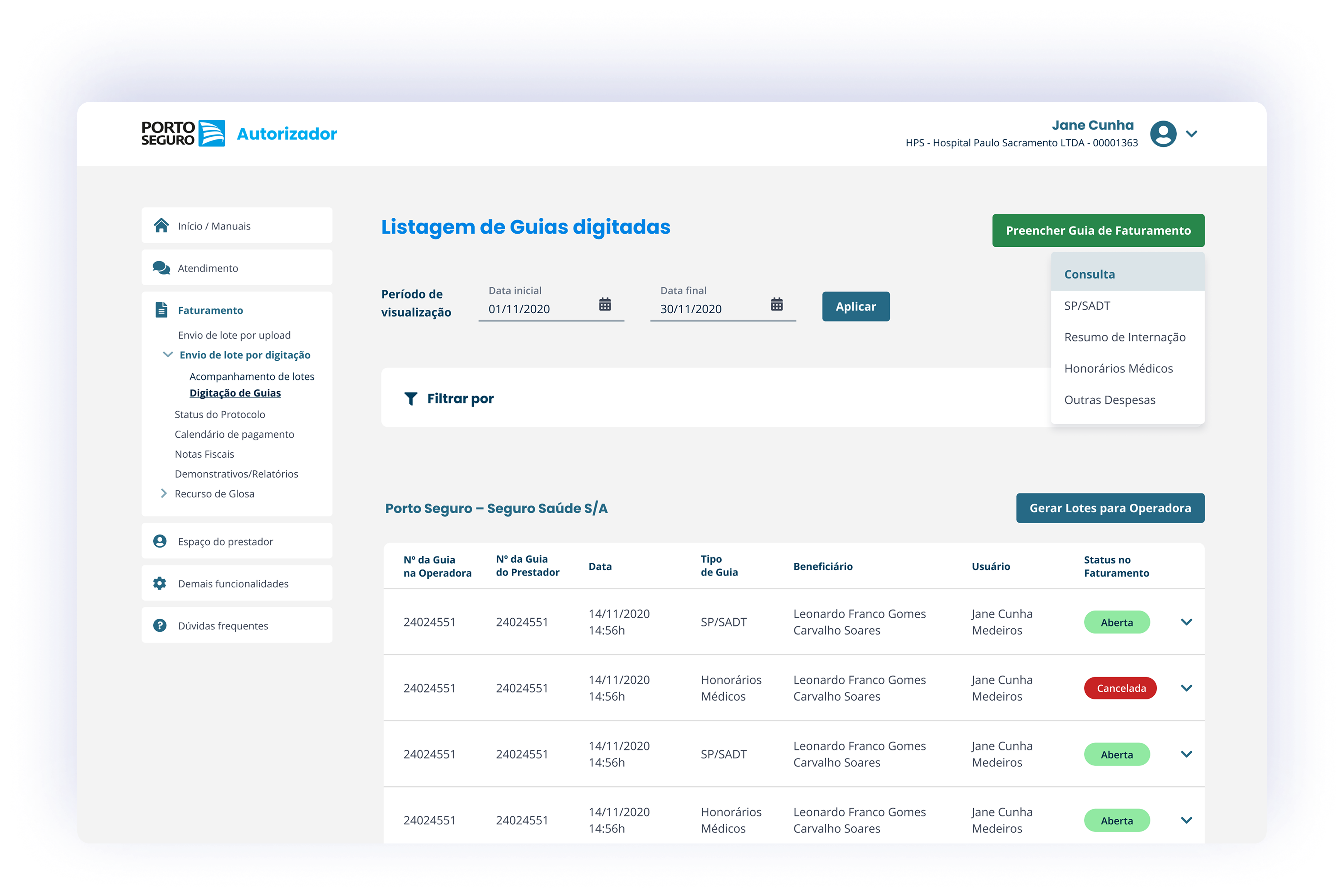 Autorizador — digital guides listing for healthcare providers